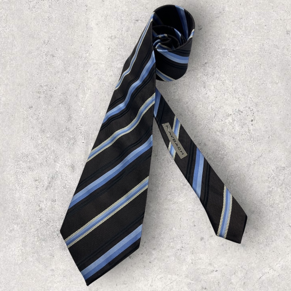 MAYBACH Brown/Blue Striped Silk LUXURY Tie HANDMADE ITALY